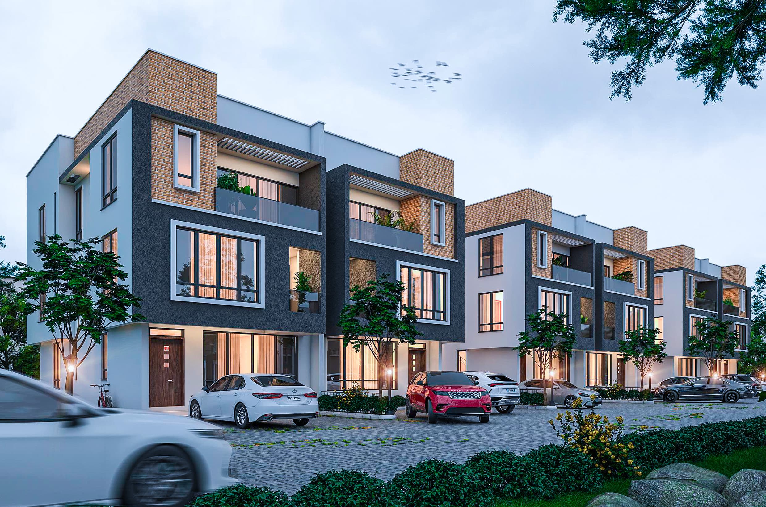 Modern apartment complex exterior