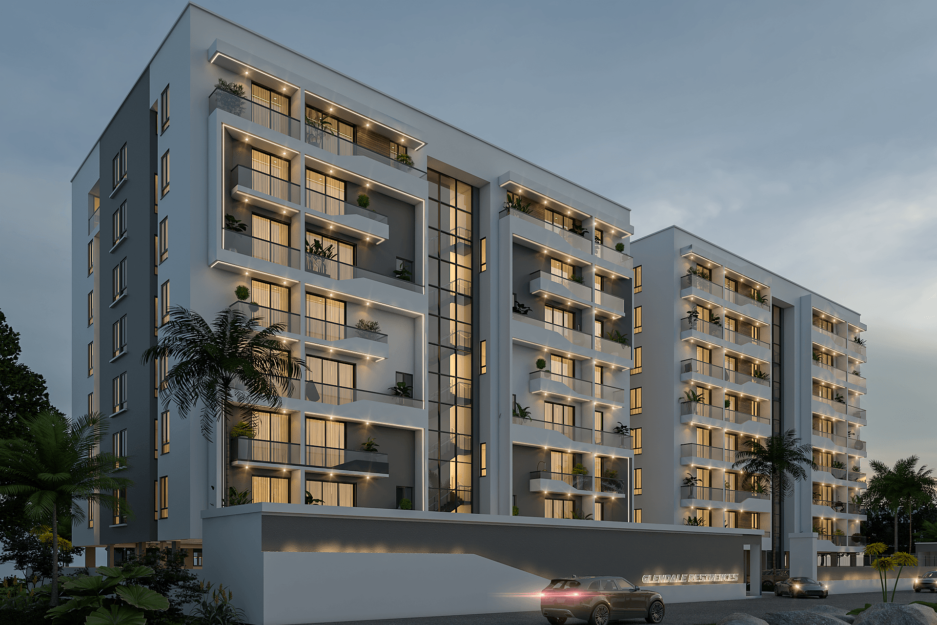 Modern apartment complex exterior